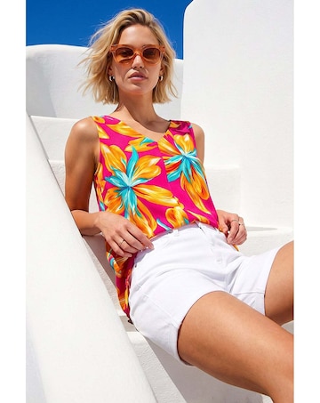 Roman Floral Print Bar Back Detail Vest