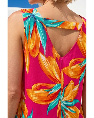 Roman Floral Print Bar Back Detail Vest
