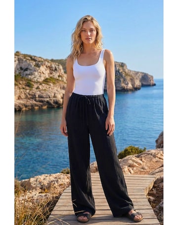 Roman Linen Blend Wide Leg Trouser