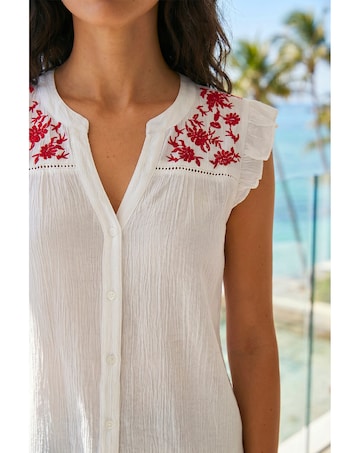 Roman Floral Embroidered Blouse