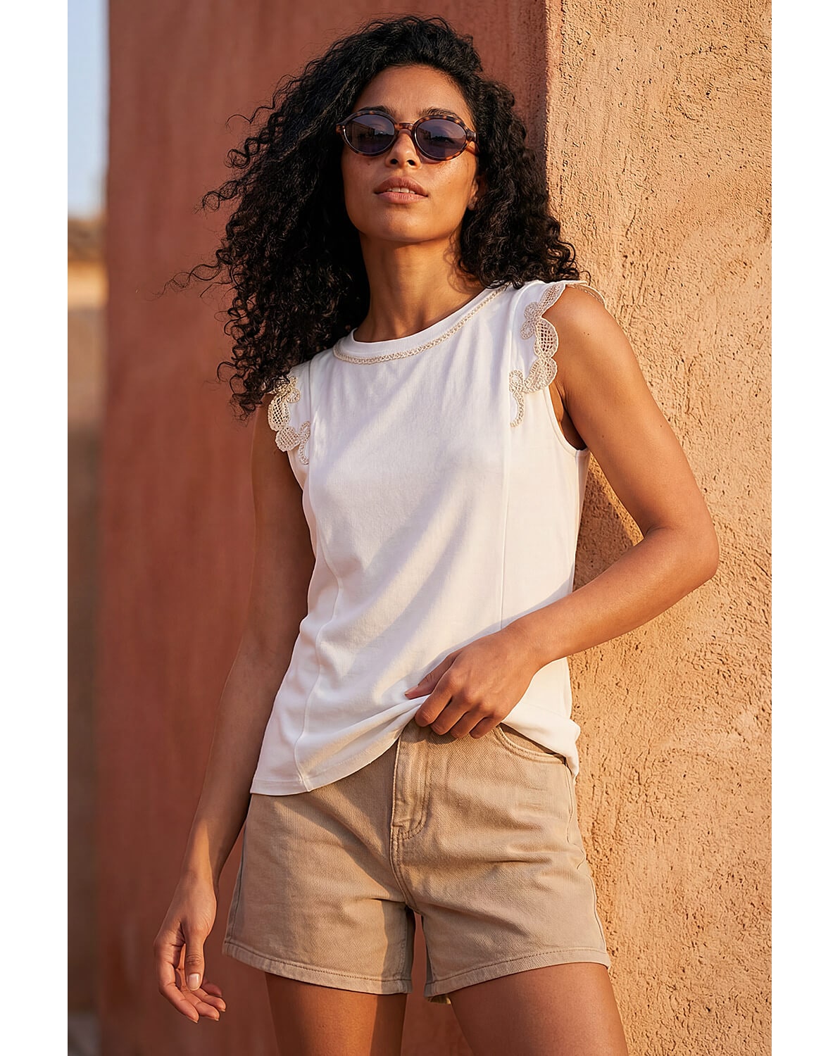 Roman Embroidered Frill Top