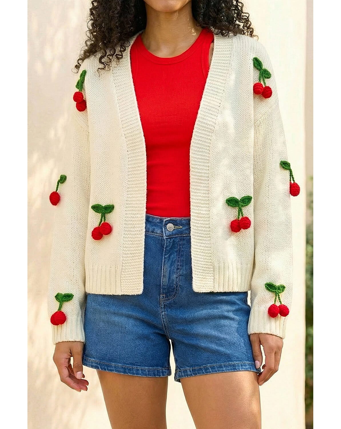 New In - Roman Crochet Cherry Knit Cardigan