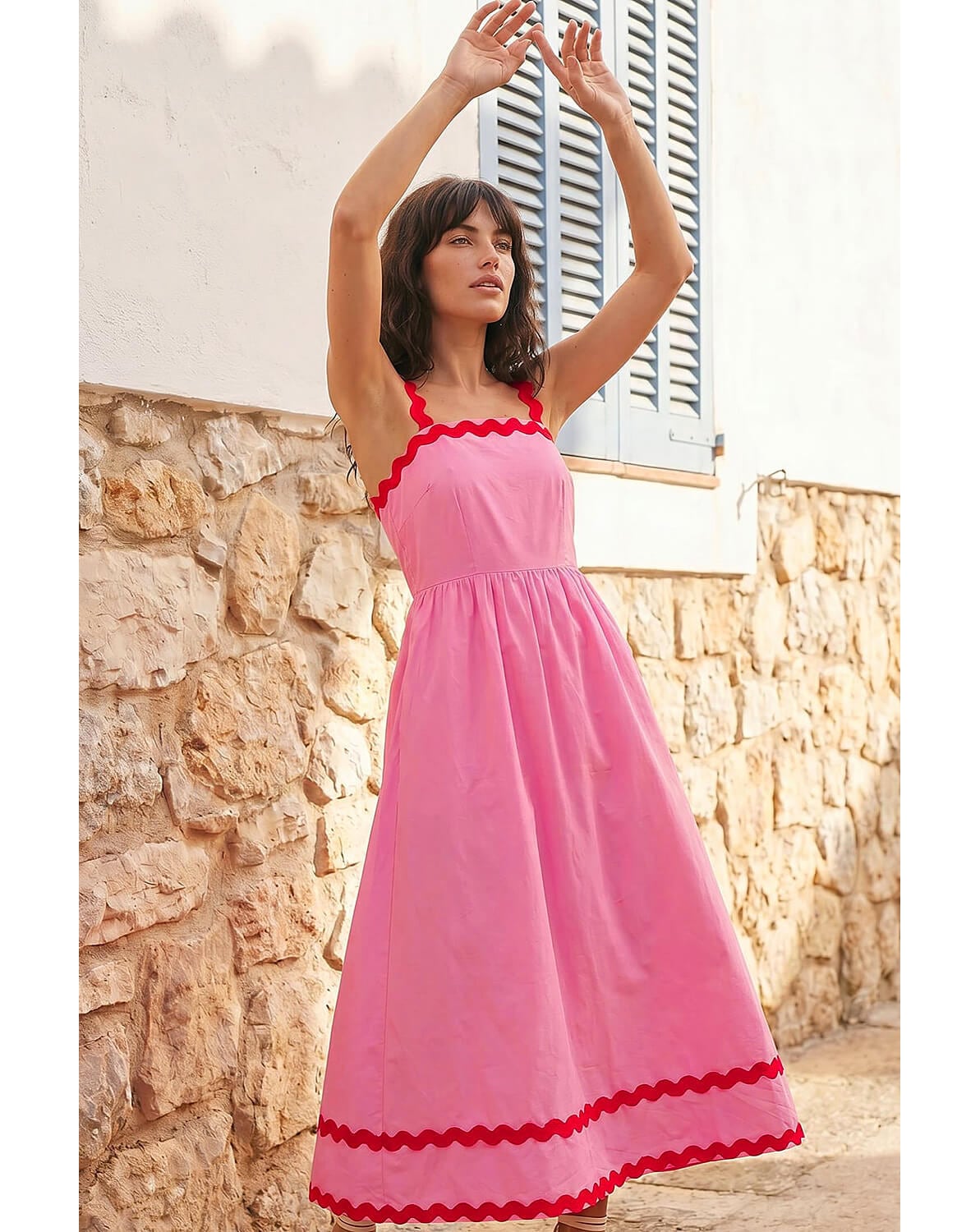 New In - Roman Contrast Ric Rac Midi Dress