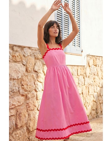 Roman Contrast Ric Rac Midi Dress