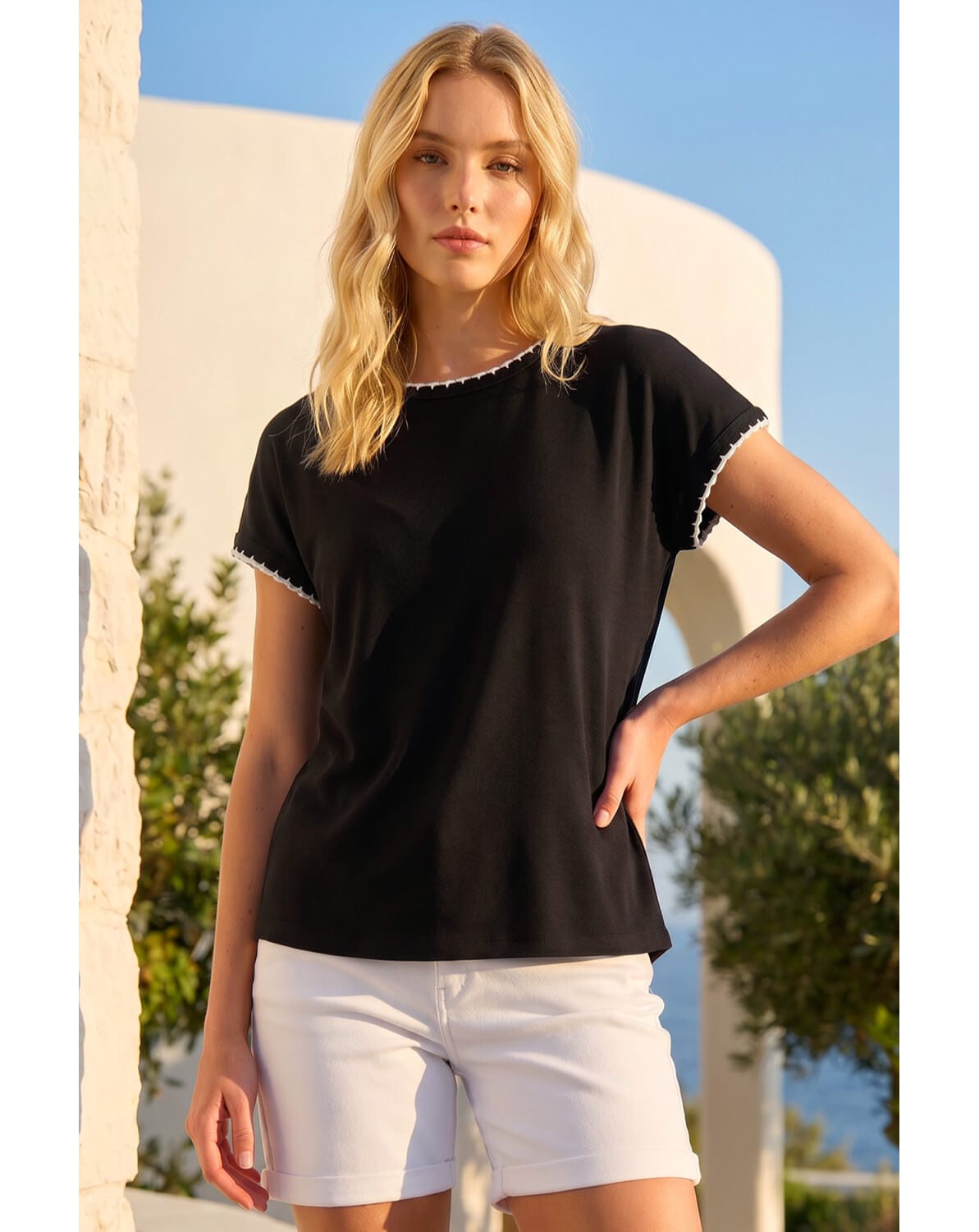 New In - Roman Stitch Detail Ribbed Top