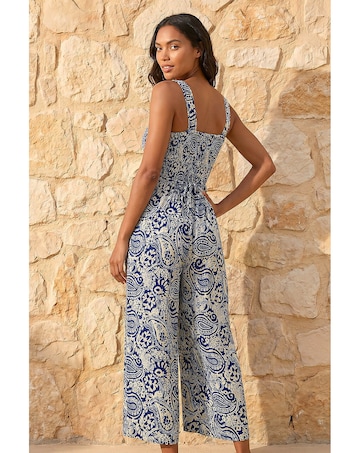 Roman Paisley Print Cropped Jumpsuit