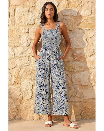 Roman Paisley Print Cropped Jumpsuit