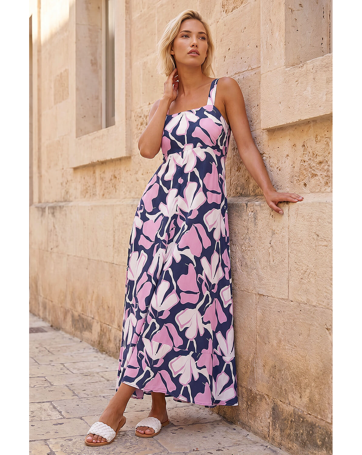 New In - Roman Floral Strappy Maxi Dress