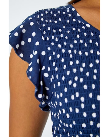 Roman Polka Dot Shirred Pocket Jumpsuit