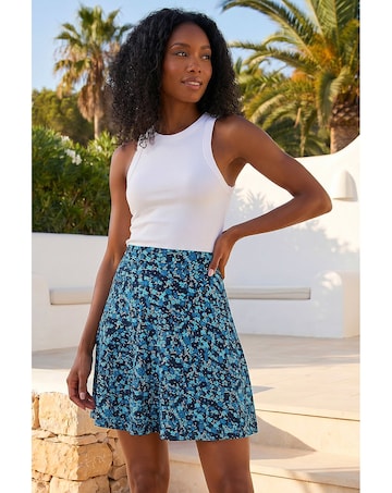 Roman Floral Stretch Skater Skirt