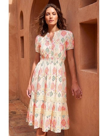 Roman Petite Abstract Frill Midi Dress