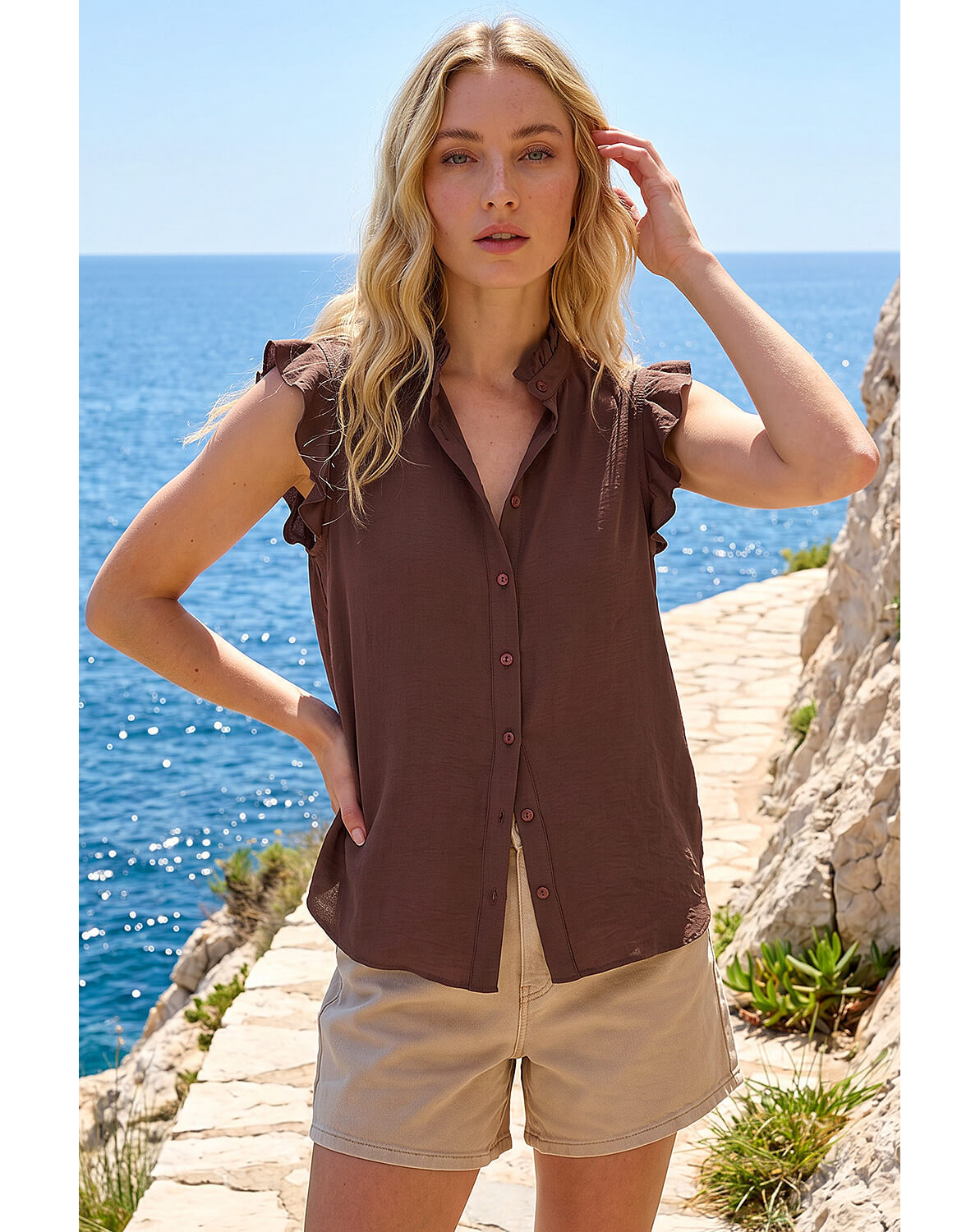 New In - Roman Frill Sleeve Blouse
