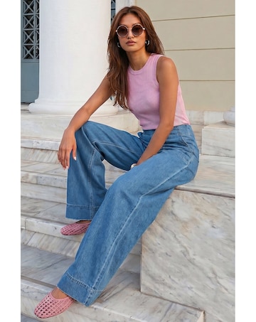 Roman Cotton Stretch Wide Leg Jean