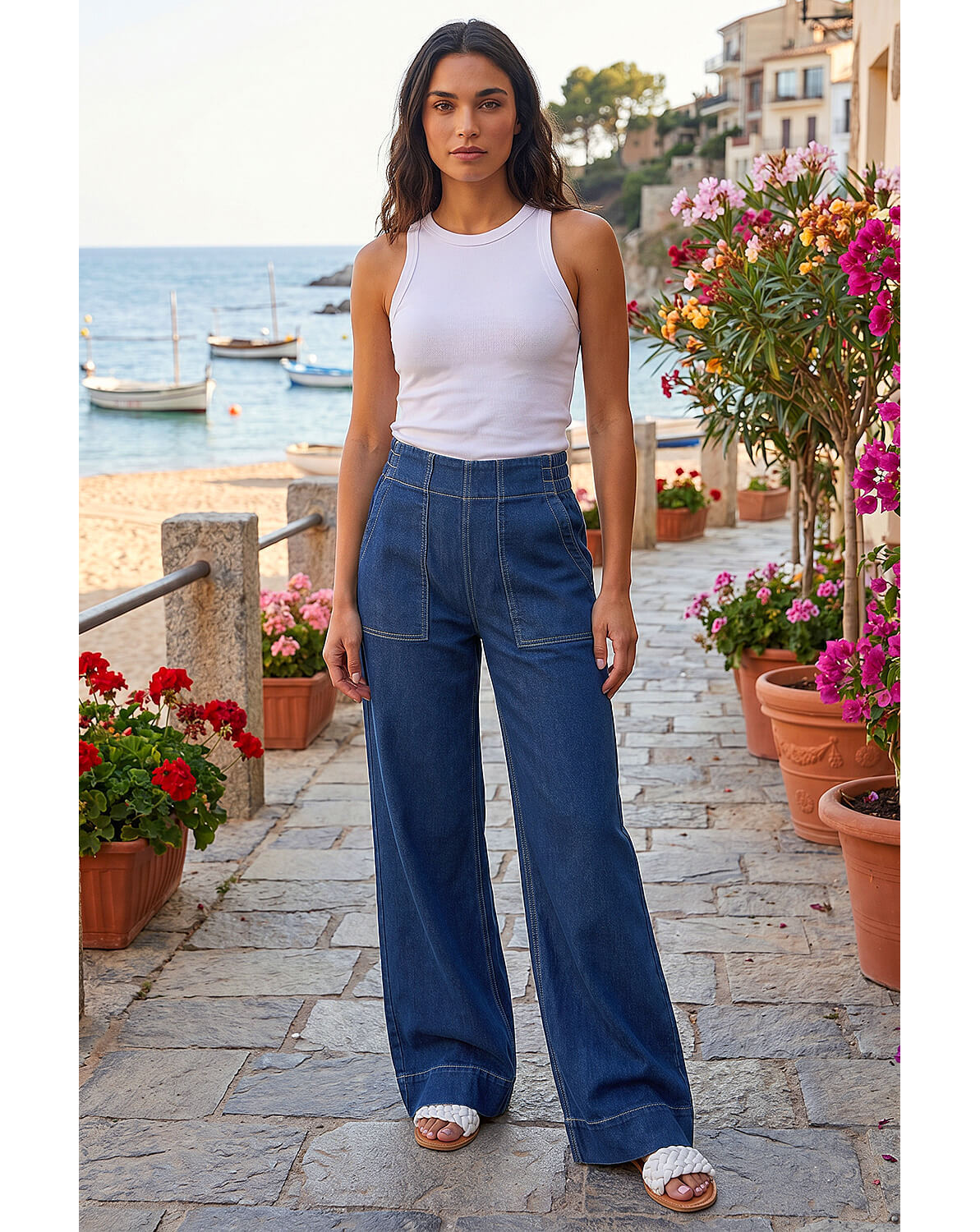 New In - Roman Cotton Stretch Wide Leg Jean