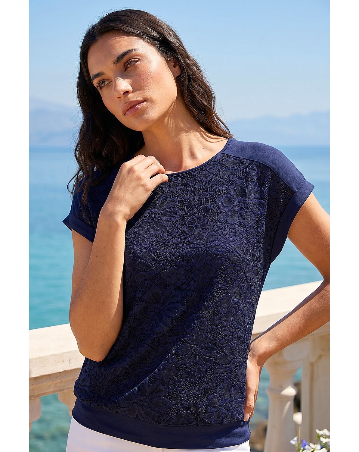 New In - Roman Lace Front Top