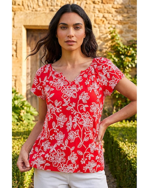 Roman Textured Print V-Neck Vest Top