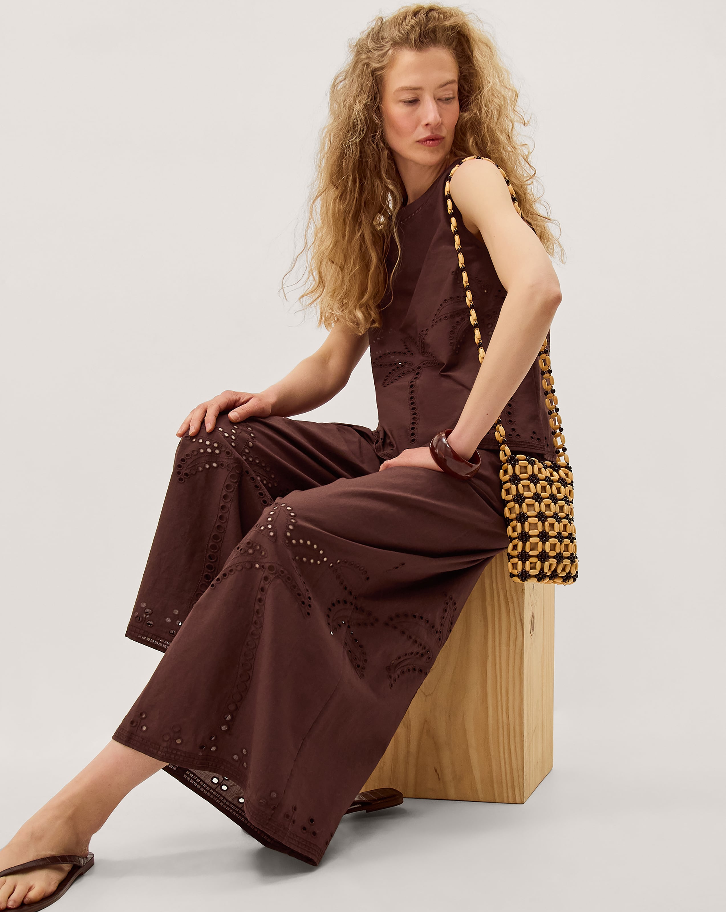 New In - Monsoon Eden Cutwork Wide Leg Trousers