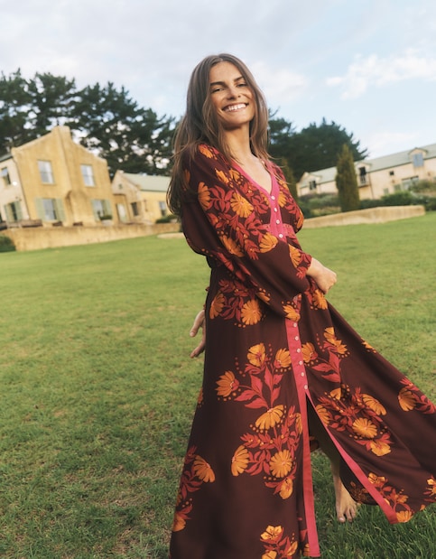 Monsoon Koa Long Sleeve Midi Dress