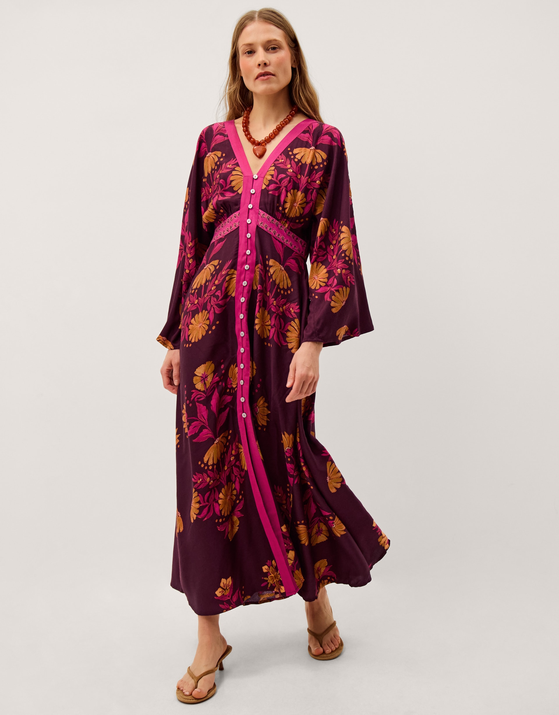 New In - Monsoon Koa Long Sleeve Midi Dress