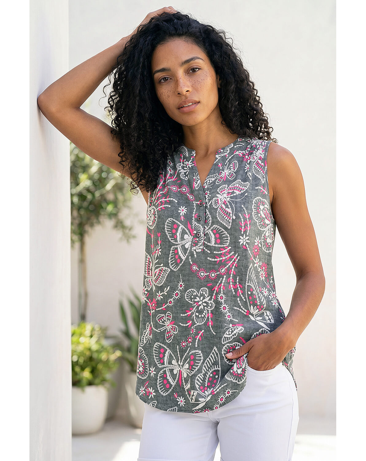New In - Roman Textured Print Vest Top