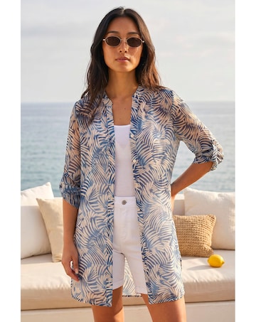 Roman Petite Leaf Print Longline Shirt