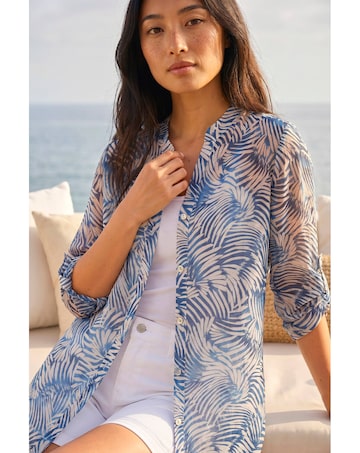 Roman Petite Leaf Print Longline Shirt