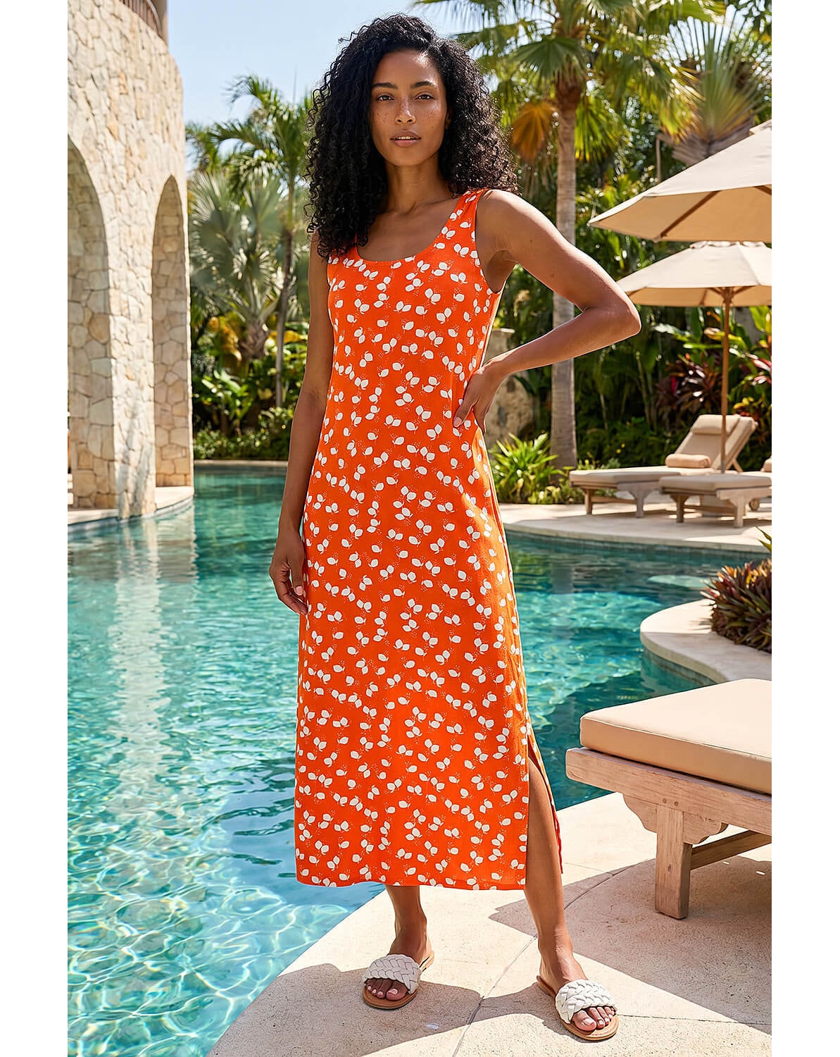 New In - Roman Lemon Print Midi Dress