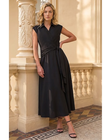 Roman Fit and Flare Tie Dress