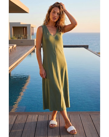 Roman Sleeveless V-Neck Midi Dress