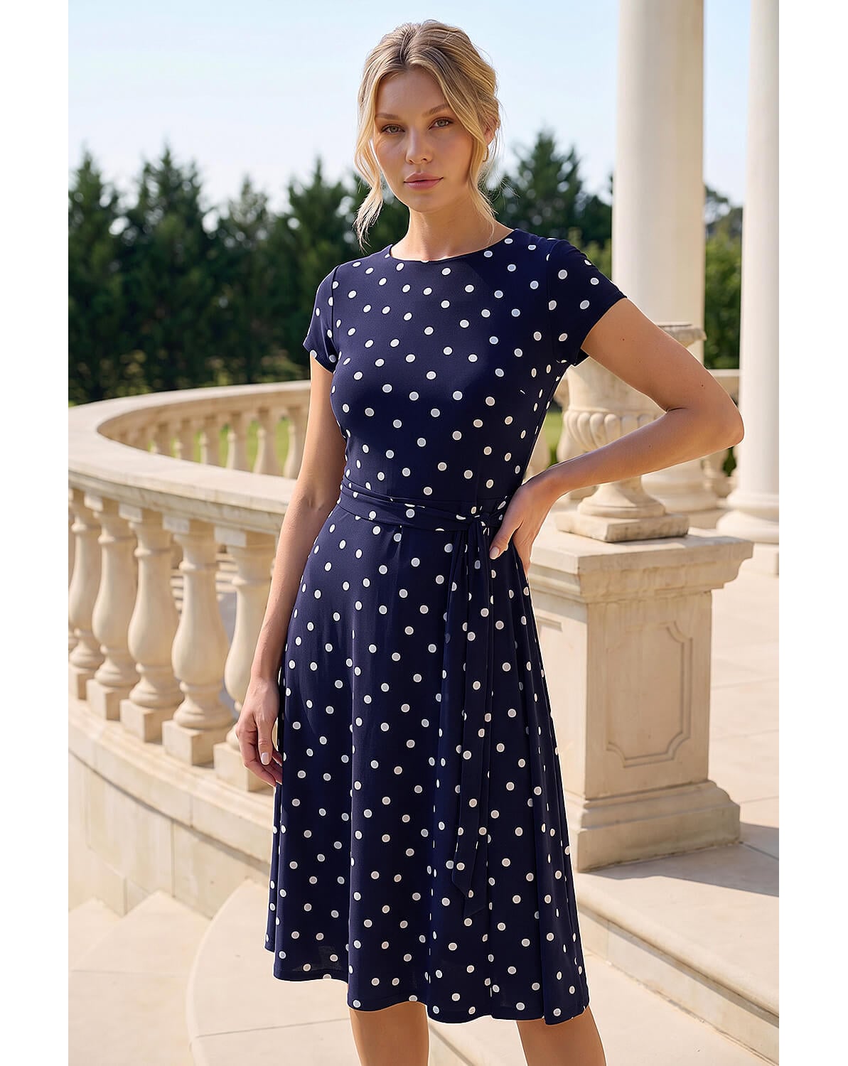 New In - Roman Spot Print Jersey Stretch Dress