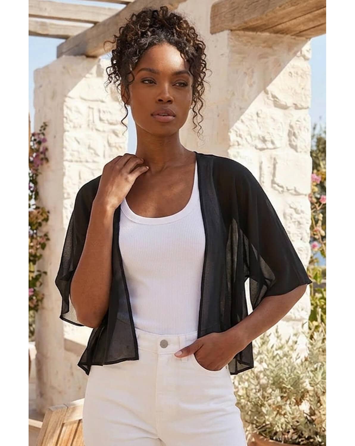 New In - Roman Chiffon Cape Cropped Bolero