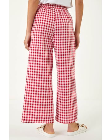 Roman Gingham Tie Waist Cropped Trouser
