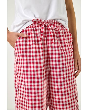 Roman Gingham Tie Waist Cropped Trouser