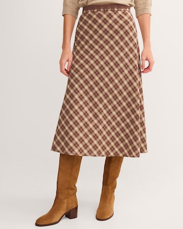 Monsoon Frankie Check Print Midi Skirt