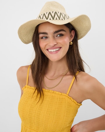 Accessorize Chevron Straw Fedora Hat