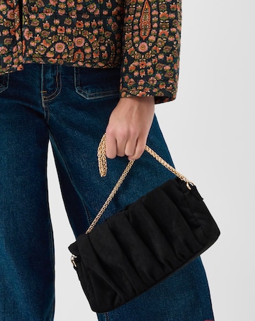 Accessorize Ruched Faux Suede Clutch Bag