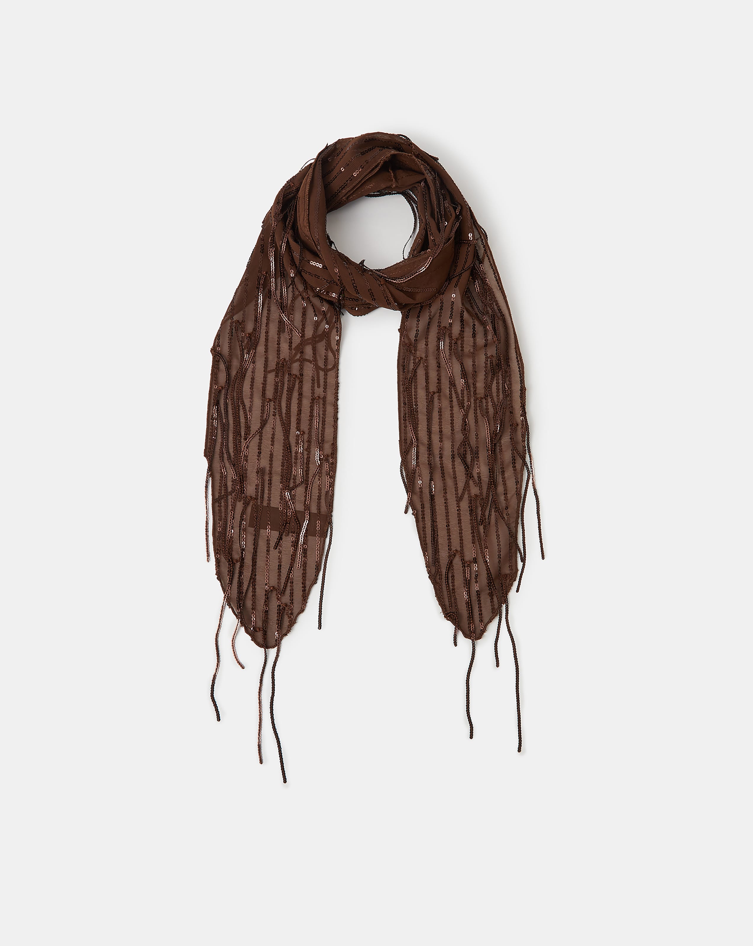 New In - Accessorize Sequin Tassel Skinny Scarf