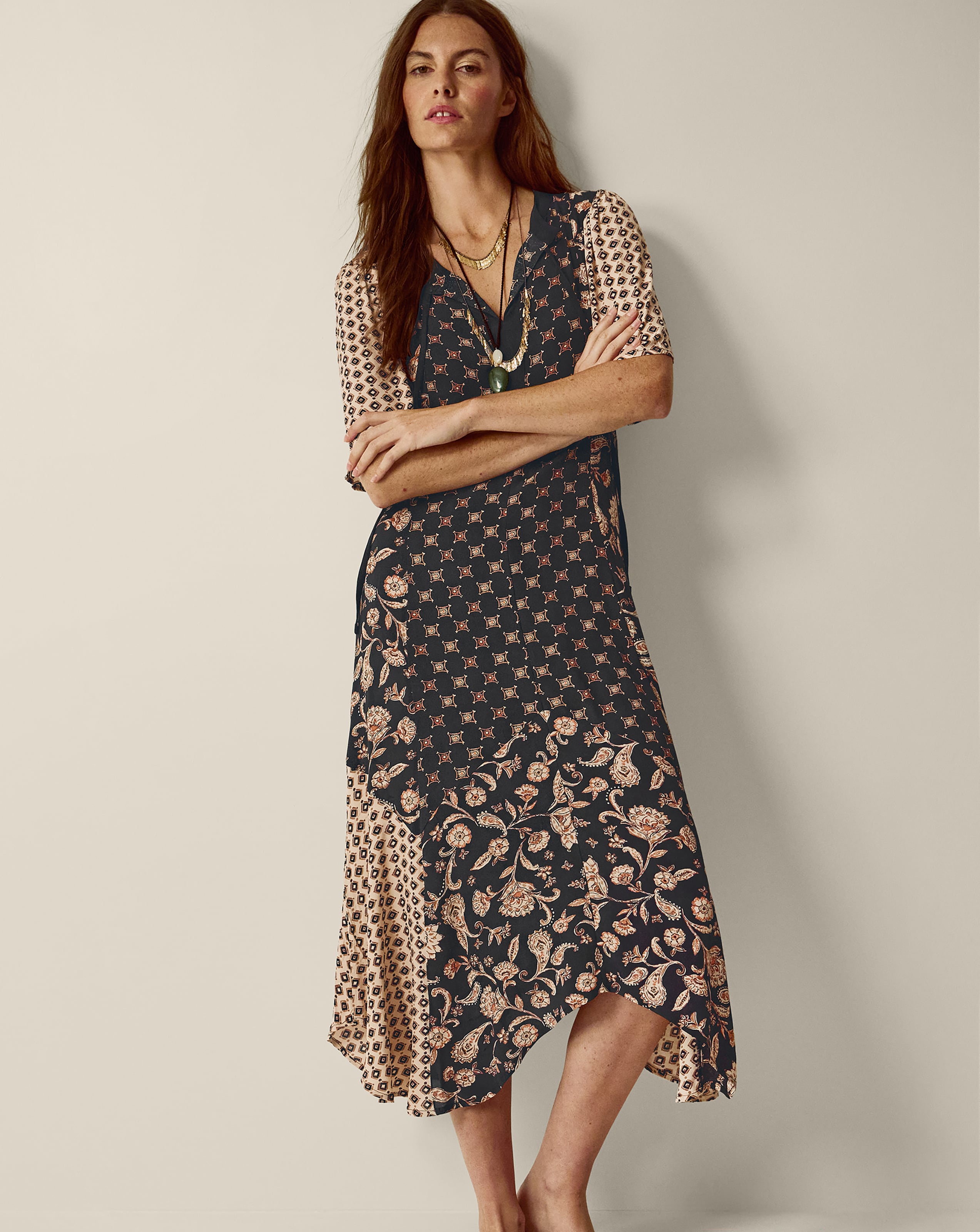 New In - Monsoon Raquel Floral Print Midi Dress