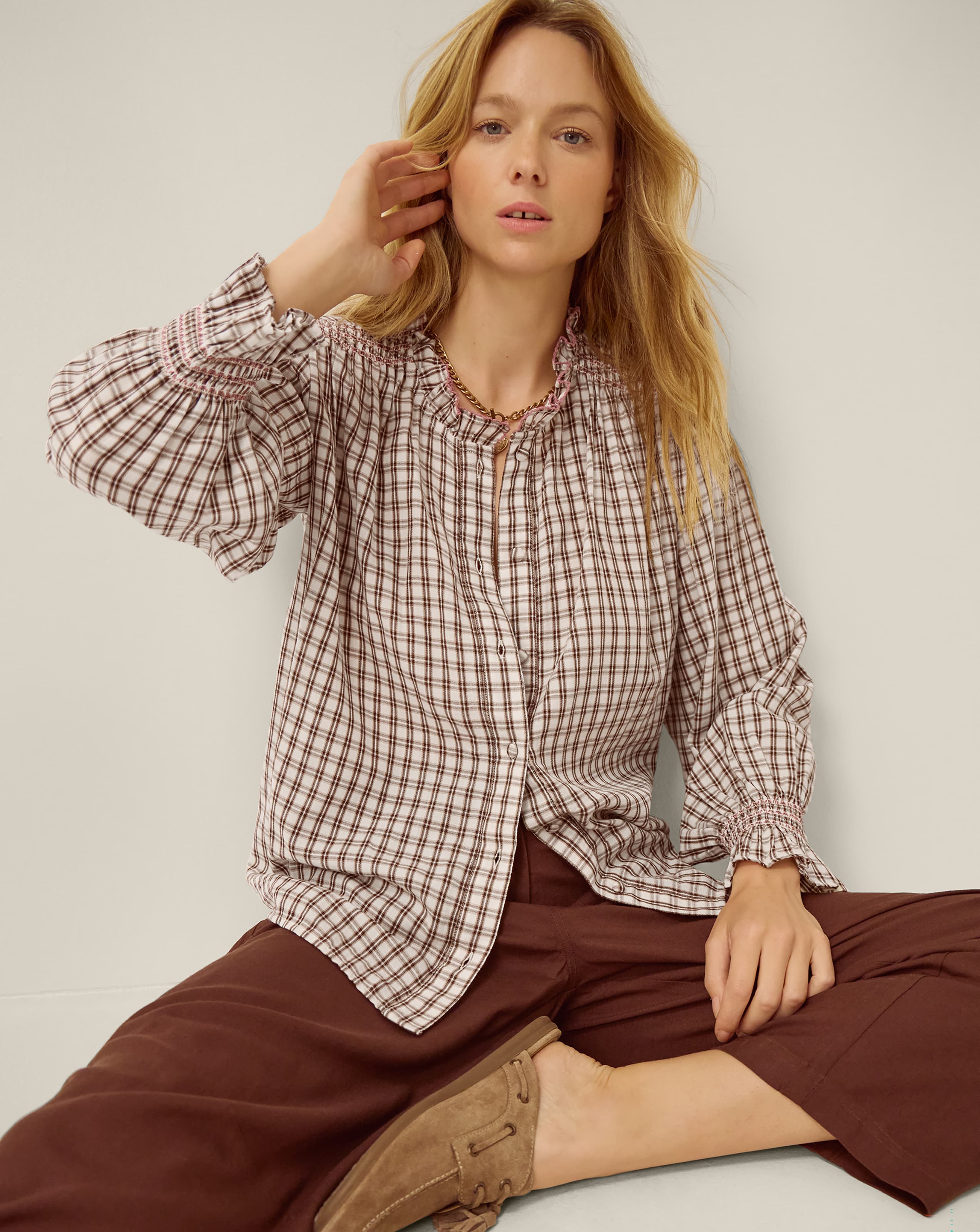 New In - Monsoon Marlo Check Blouse
