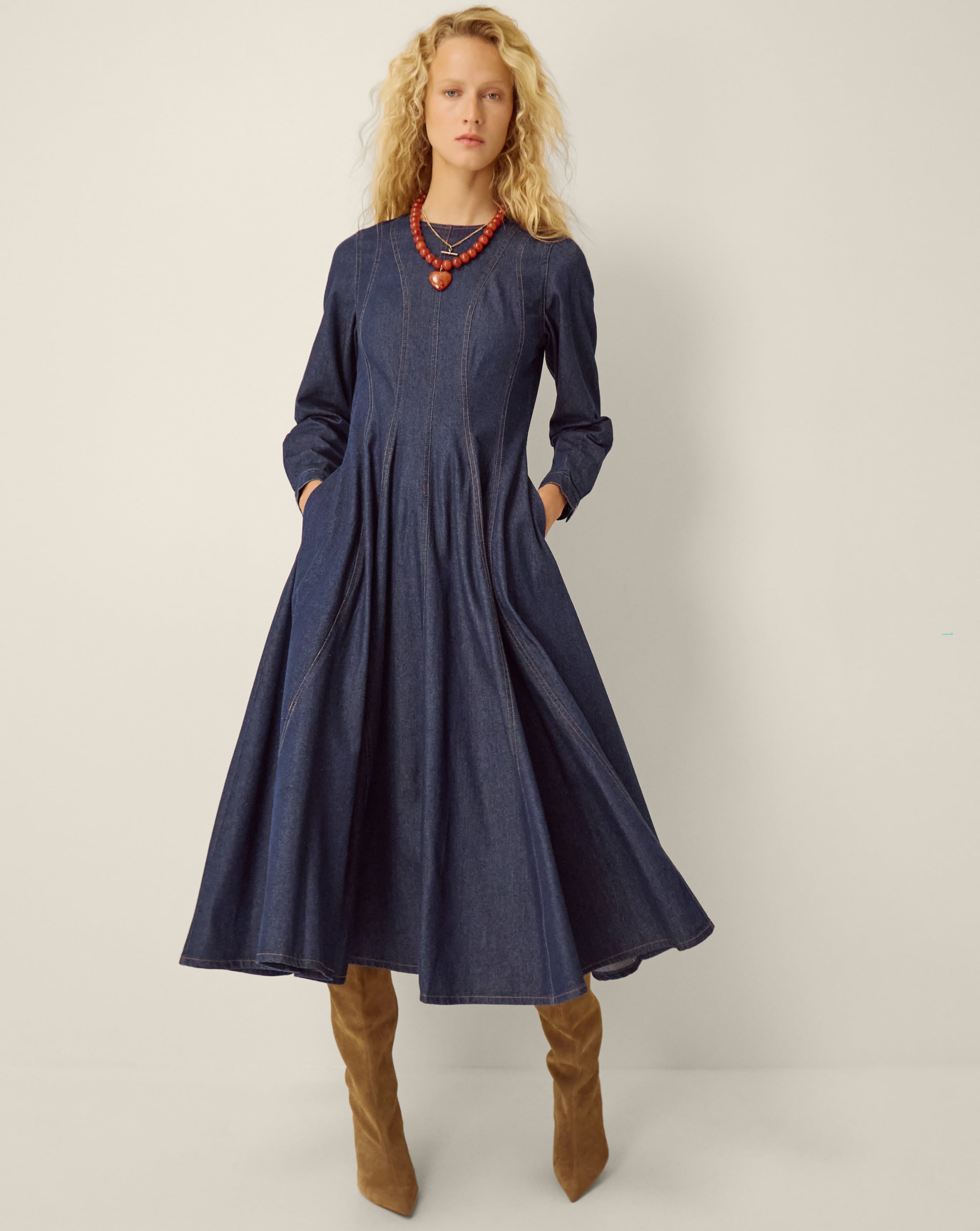 New In - Monsoon Isadora Seamed Denim Midi Dress