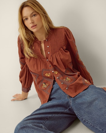 Monsoon Sadie Embroidered Pintuck Blouse