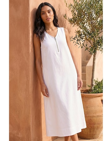 Roman Zip Front Sleeveless Midi Dress