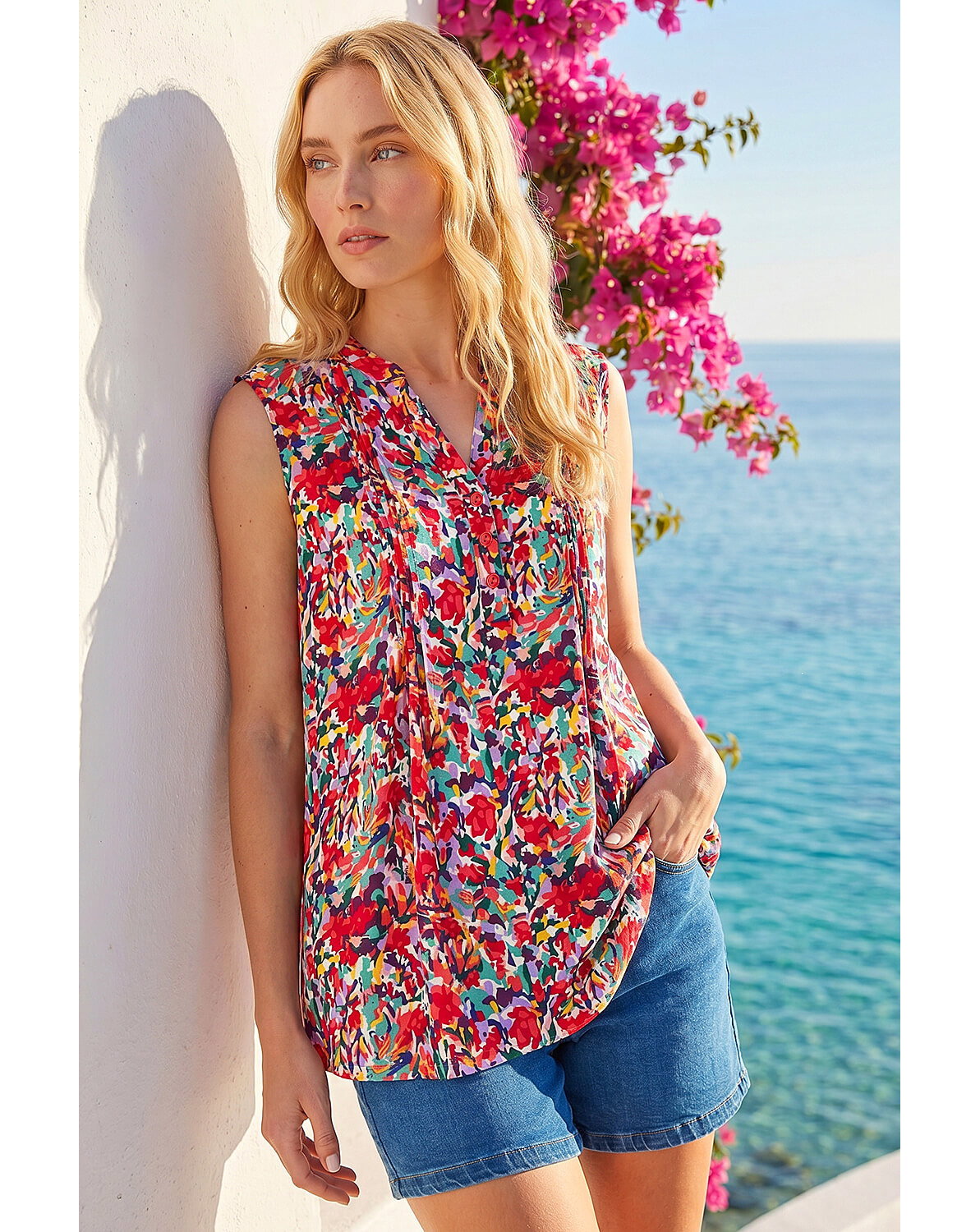 New In - Roman Floral Pintuck Shirt