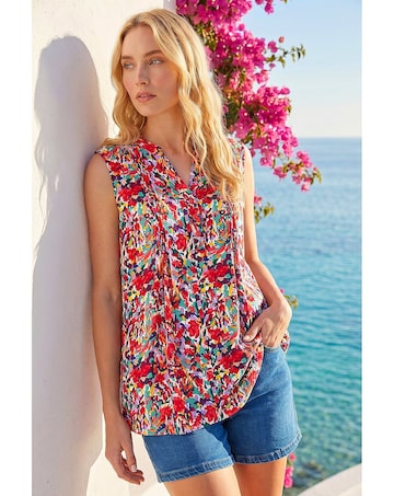 Roman Floral Pintuck Shirt