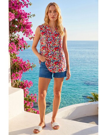 Roman Floral Pintuck Shirt