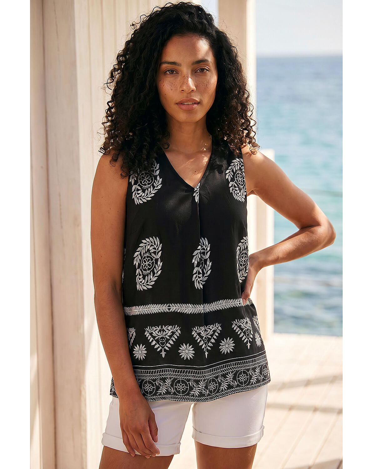 New In - Roman Mono Border Print Vest