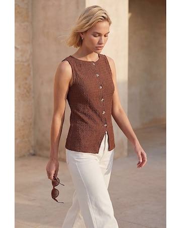 Roman Buttoned Stretch Blouse