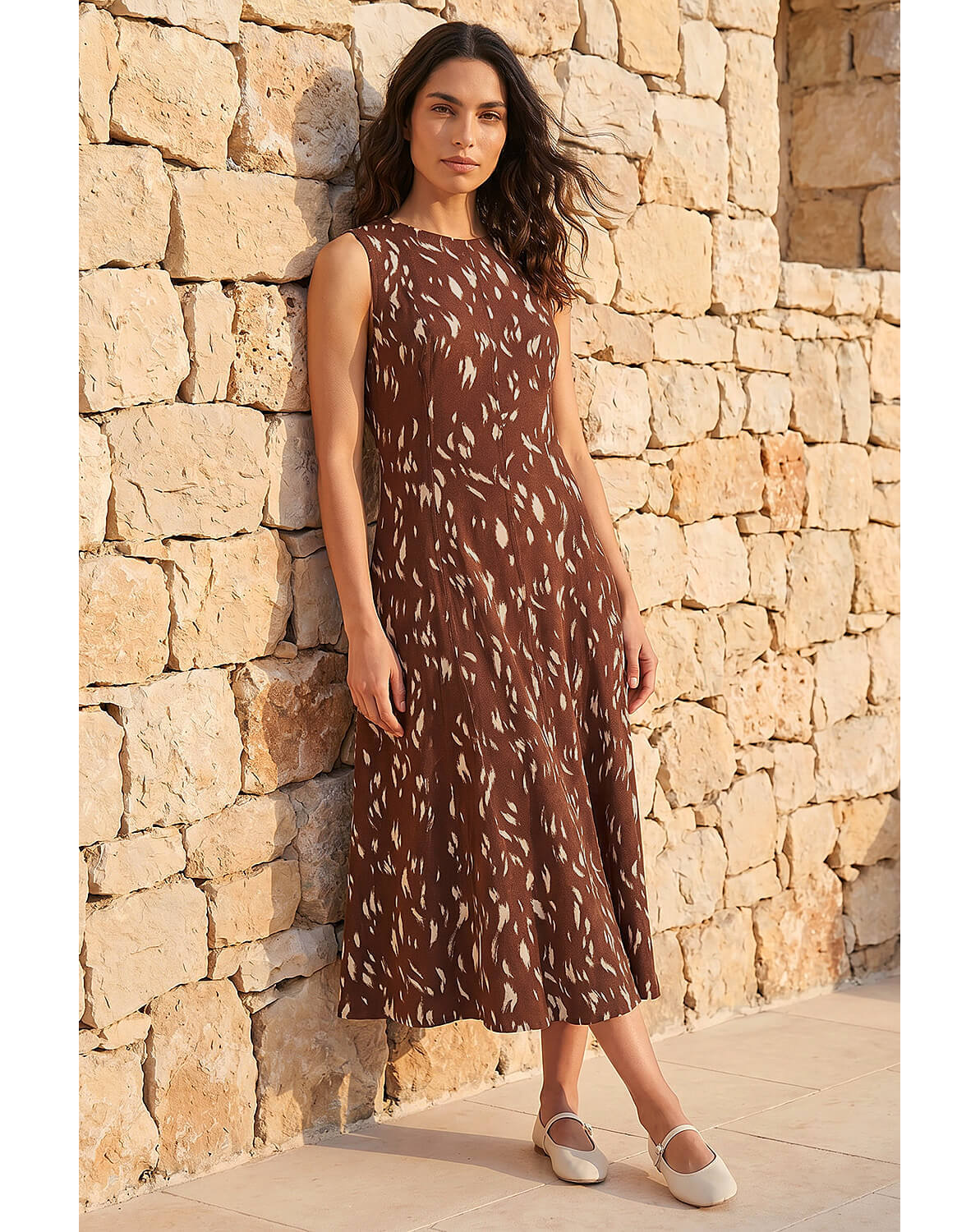 New In - Roman Brush Stroke Panel Midi Dress