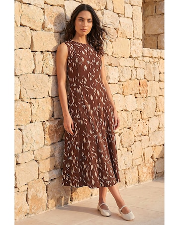 Roman Brush Stroke Panel Midi Dress