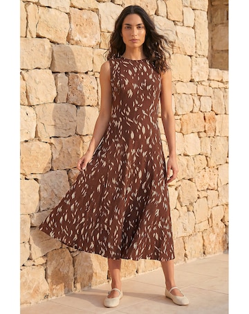 Roman Brush Stroke Panel Midi Dress